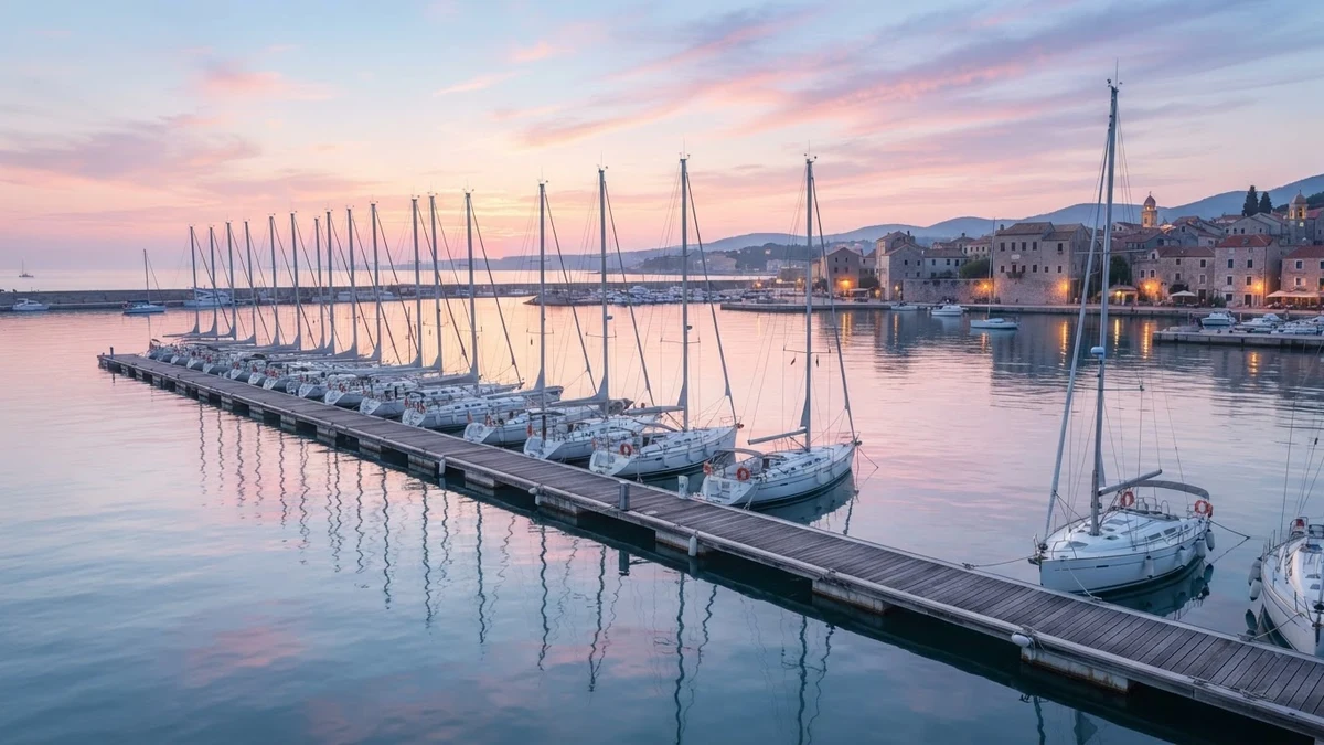 One boat facing the wrong way in a row, illustrating how a right-to-left character flips stylish text layout