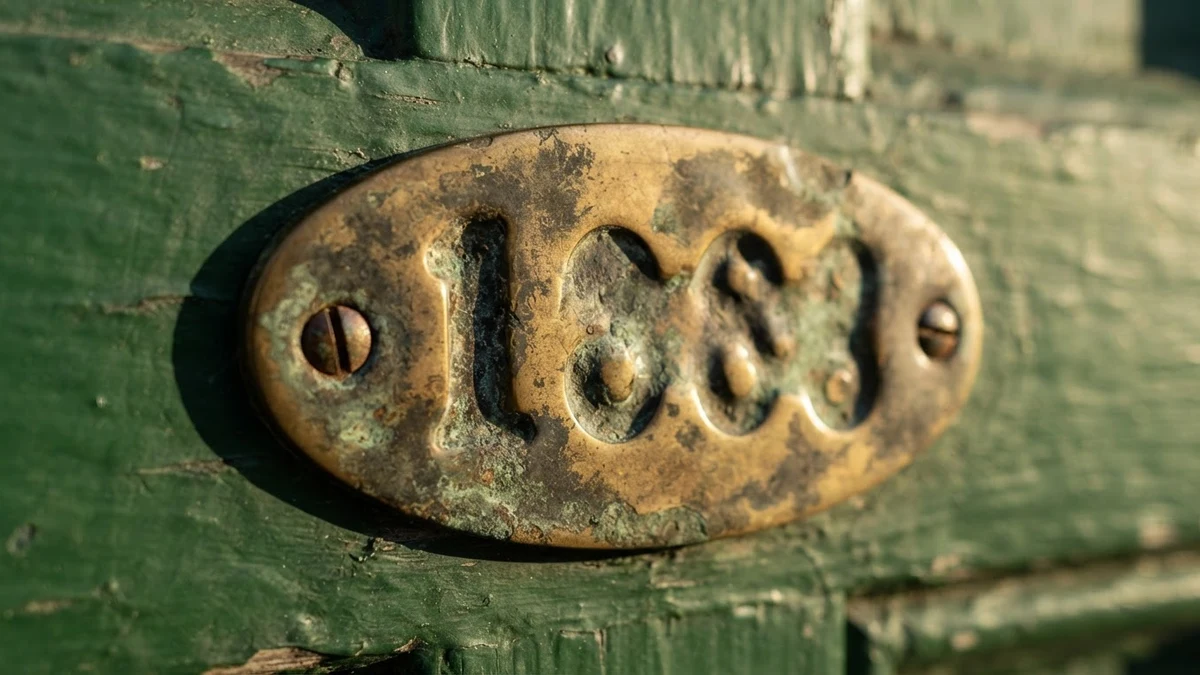 Worn brass house number polished illegible, illustrating why a stylish name must stay typeable to be found in search Worn brass house number polished illegible, illustrating why a stylish name must stay typeable to be found in search