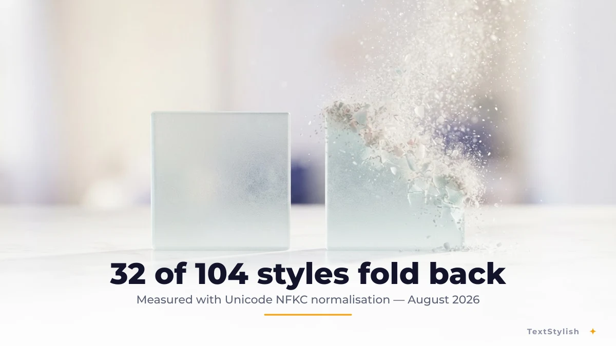 32 of 104 name font styles fold back to plain letters under Unicode NFKC normalisation