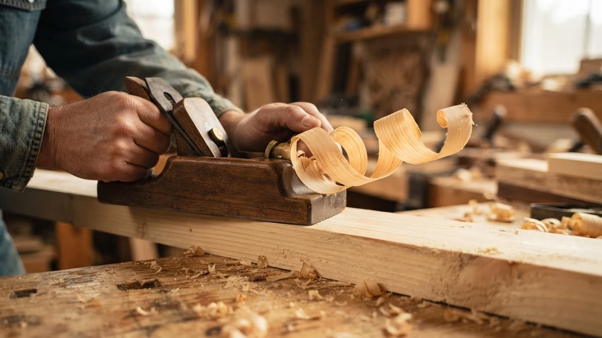 Wood plane shaving a curl off a plank, illustrating an app removing characters from pasted stylish text